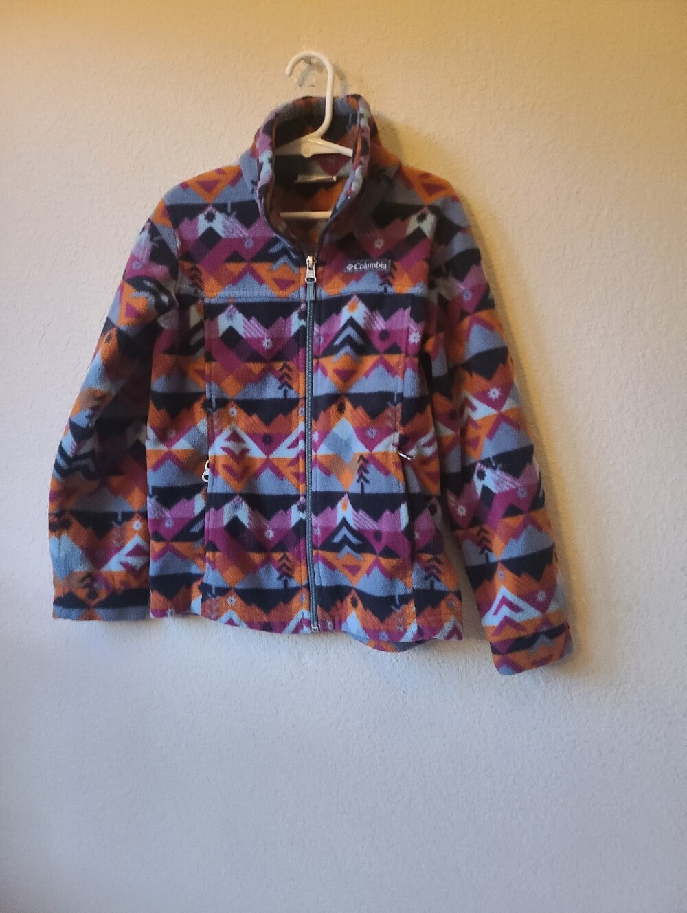 Columbia Kids Aztec-Print Fleece Jacket - Purple, Orange, Blue Size XS (6/7)